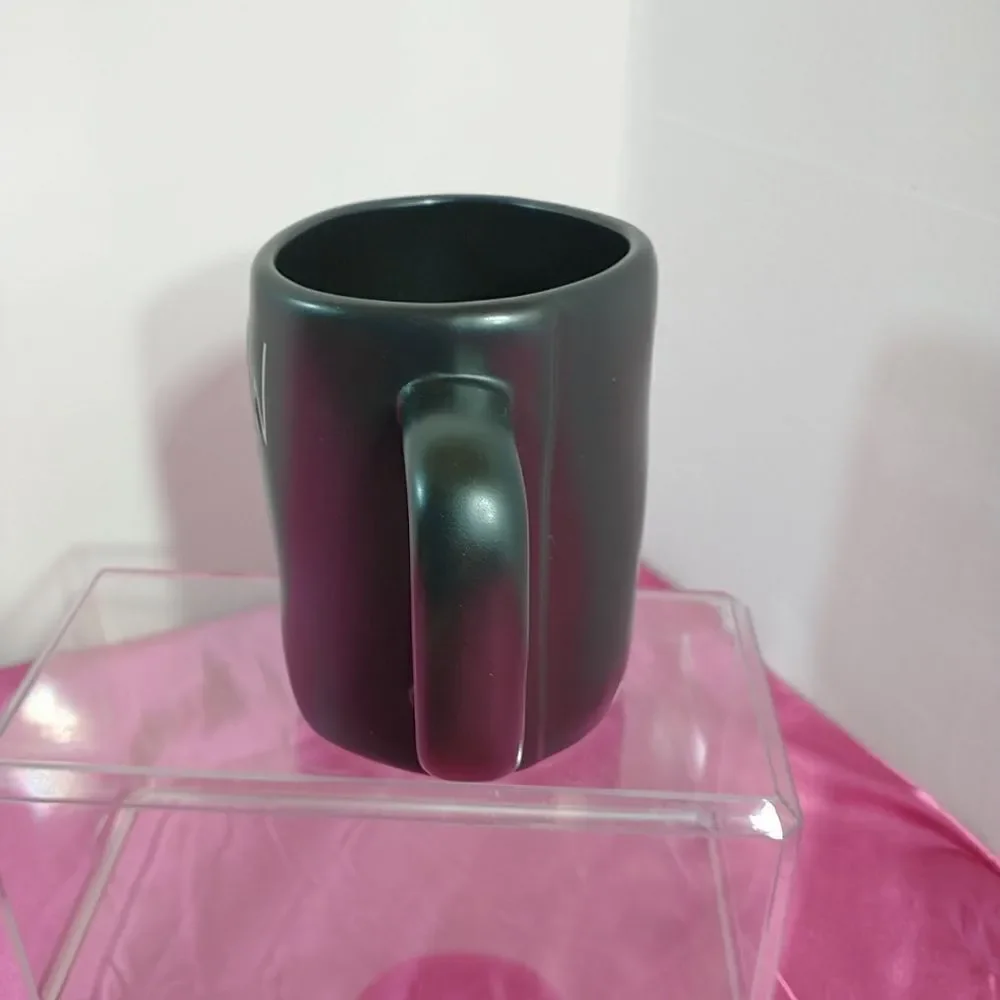 Rae Dunn Follow Your Heart Mug Matte Black Long White Writing. Condition is New